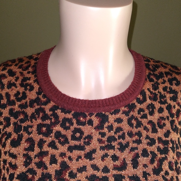SOLD Zara Burgundy Animal Print Two-Piece Pants Set- Women's Medium Pre-owned - Picture 4 of 11